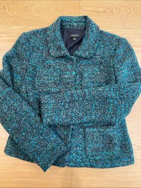 Ann Taylor 6 Blue Green Wool Boucle Jacket